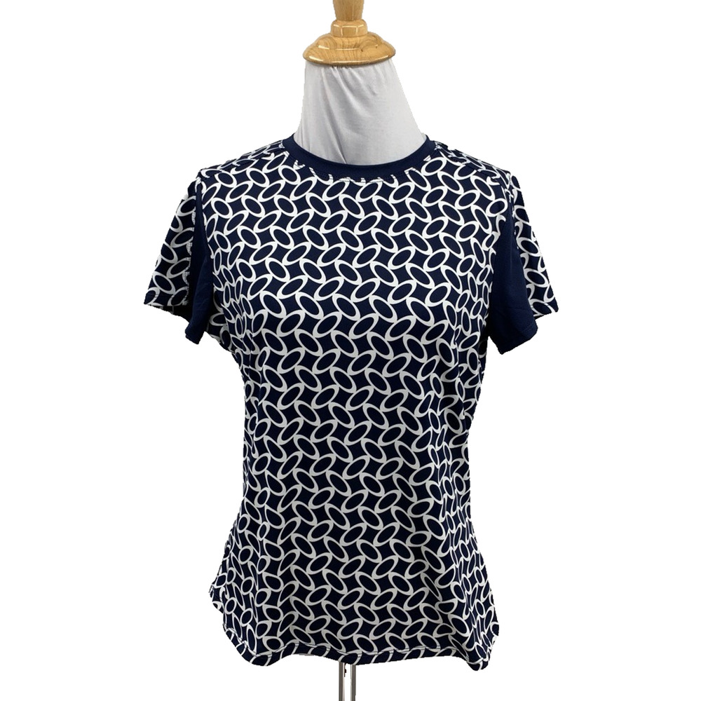 Tail Shirt Womens S Small Navy White Short Sleeve Oval Pattern Performance Tee